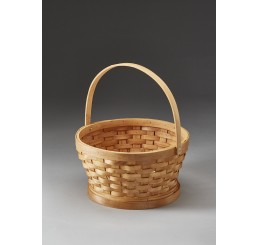 8" Round Woodchip Basket with Drop Handle