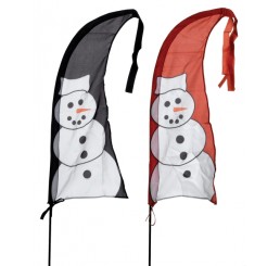 Snowman Design Nylon Wind Sail w/Metal Extension Pole