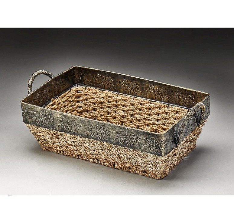 Rectangular Seagrass Tray w/Metal Frame