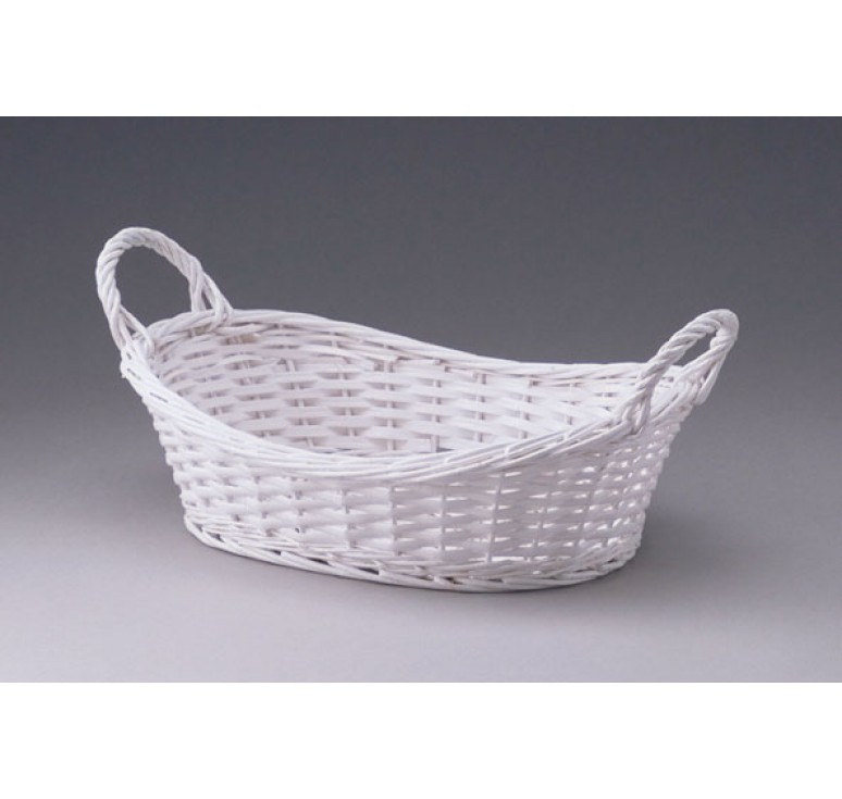 Oval Tray with Ear Handles - Split Willow - Painted White