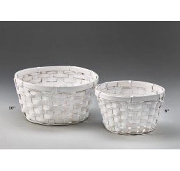 White Washed Bamboo Bowl - 10"  