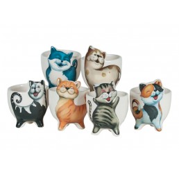 Cat Pottery; 6 Assorted designs