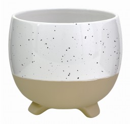 Tan/Speckled White Ceramic Planter - Lg