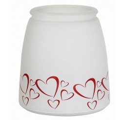 Frosted White Glass Vase w/Heart