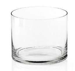 Hand-Blown Clear Glass Cylinder - 5" T