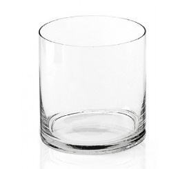 Hand-Blown Clear Glass Cylinder - 8" T