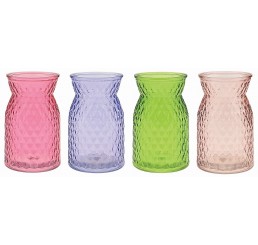 Diamond-Pattern Glass Vase - Spring Assortment