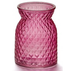Embossed Glass Vase - Pink  