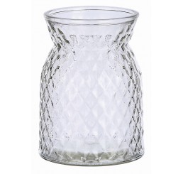 Diamond-Pattern Glass Vase - Clear