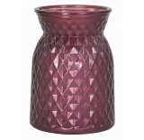 Diamond-Pattern Glass Vase - Plum