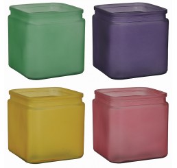 4 Assorted Color Glass Cubes