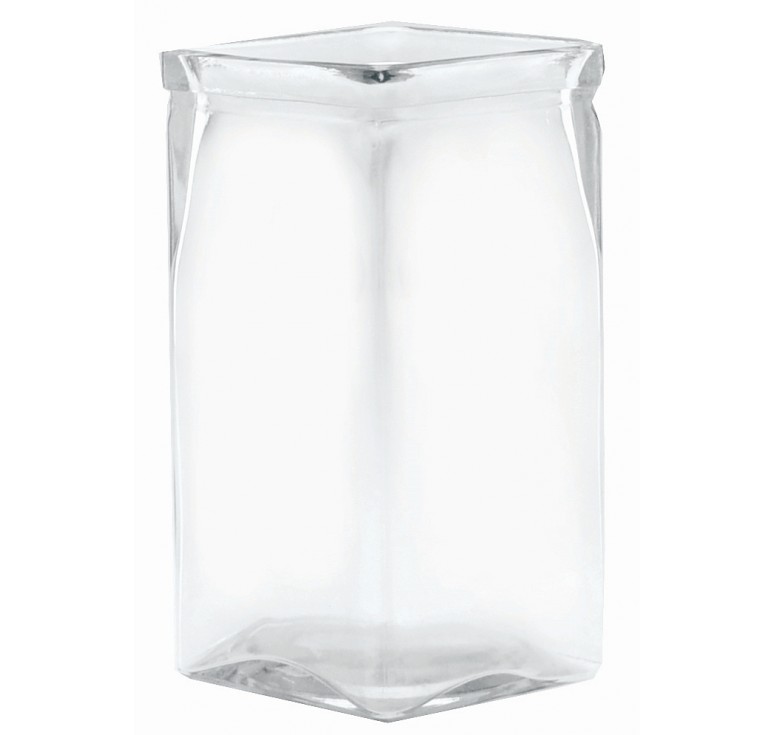 8" Tall Machine Glass Vase  - Square Opening