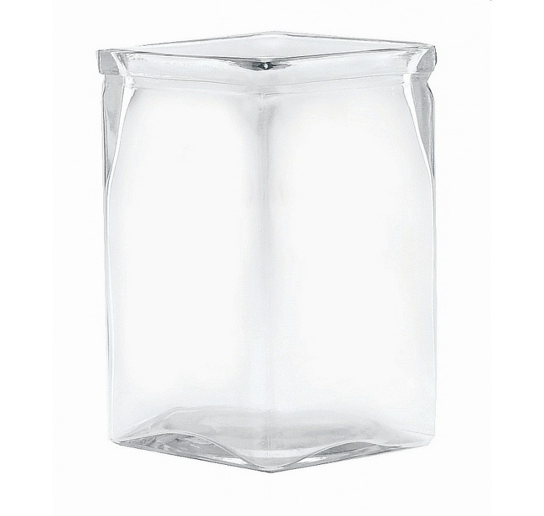 6" Tall Machine Glass Vase - Square Opening