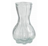 Clear, Ribbed Glass Vase