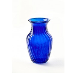 Swirled Glass Vase - Cobalt Blue 