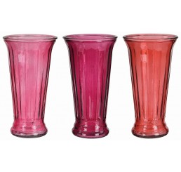 Ribbed Flare Glass Vase - 3 Shades of Red