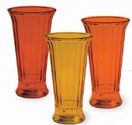 Ribbed Flare Glass Vase - 3 Asst Fall Colors