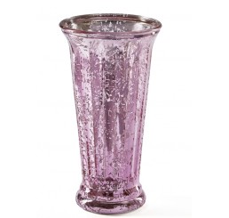 Ribbed Flare Glass Vase - Pink Mercury 