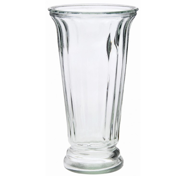 Ribbed Flare Glass Vase - Clear