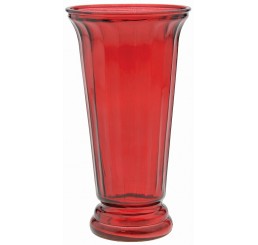 Ribbed Flare Glass Vase - Red  