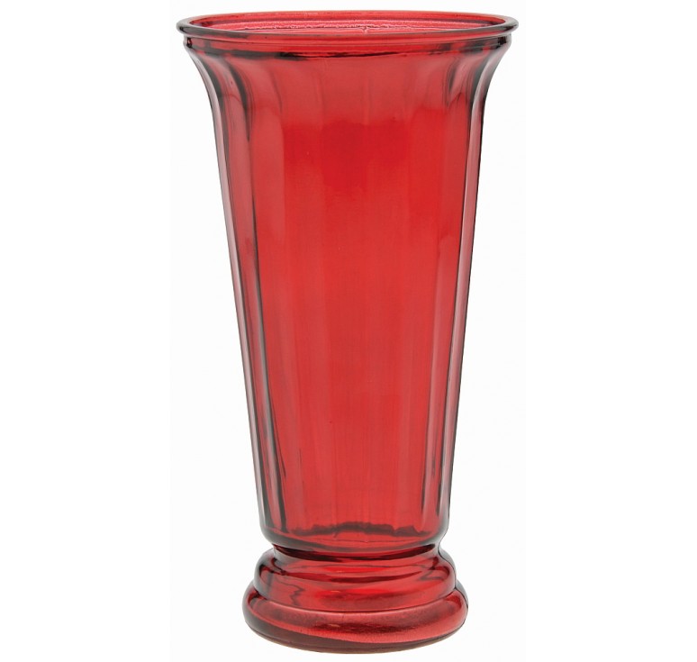 Ribbed Flare Glass Vase - Red  