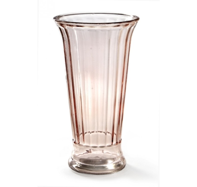 Ribbed Flare Glass Vase - Blush