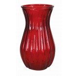 Red Ribbed Glass Vase