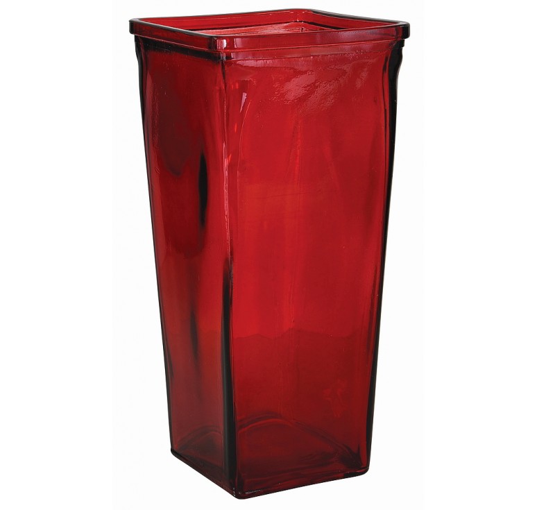 Tapered, Red Glass Vase