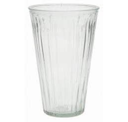 Large Ribbed Glass Vase - Clear