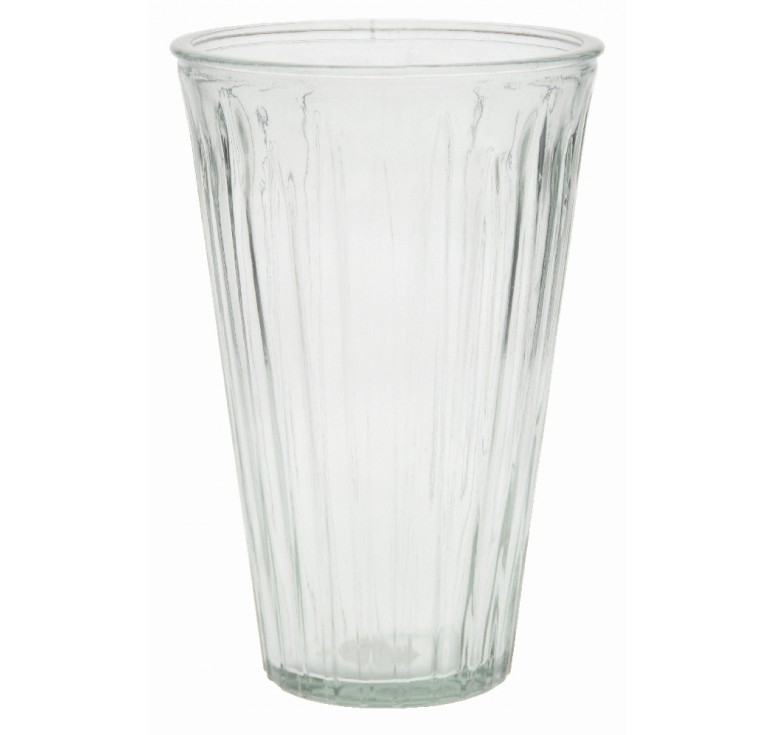 Large Ribbed Glass Vase - Clear