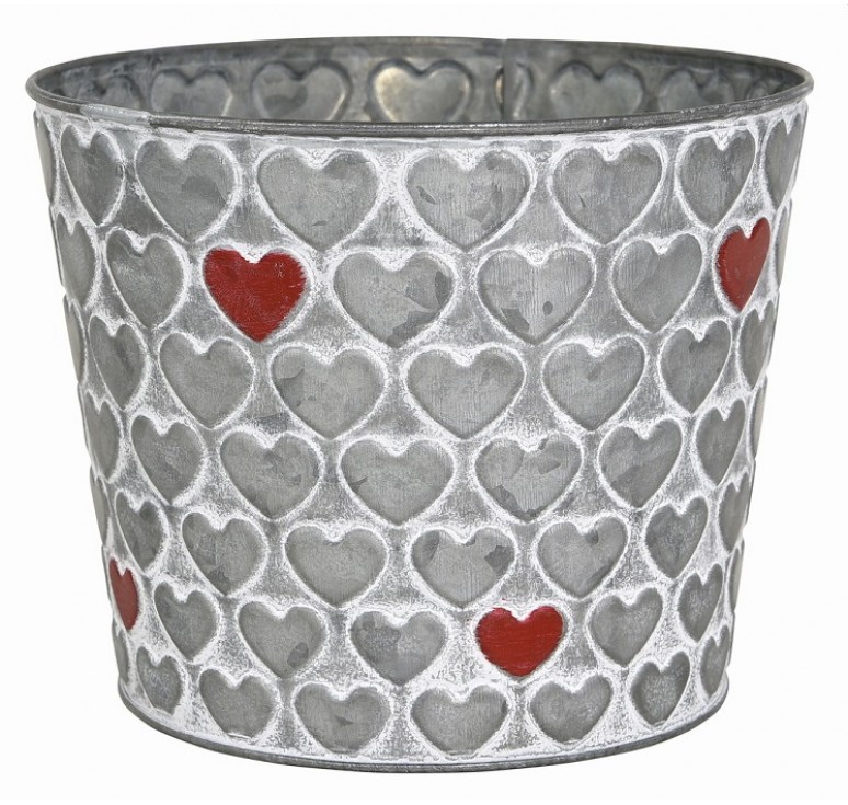 Galvanized Metal Planter with Hearts