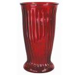 XL Ribbed Glass Vase - Red