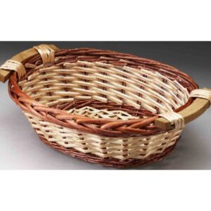 Two-Tone Oval Willow Tray with Wooden Ear Handles