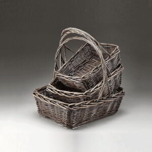 Brown Stain Rect Willow Set of 3