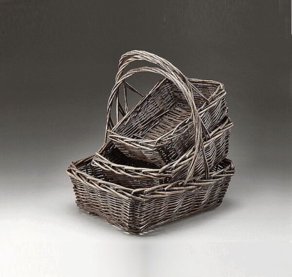 Brown Stain Rect Willow Set of 3