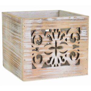 White Wash Wooden Cube - 5"