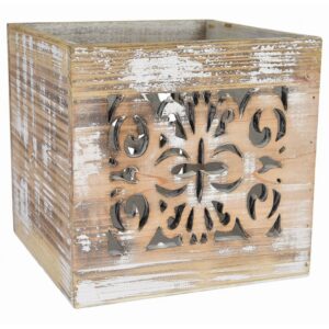 White Wash Wooden Cube - 6"