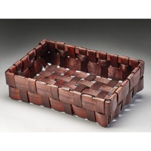 Brown Stain Woven-Wood Tray
