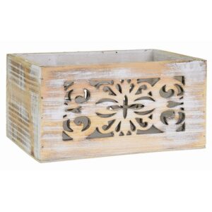 White Wash Rectangular Wooden Container