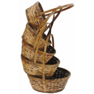 Brown Stain Round Bamboo Set of 5