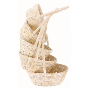 Whitewash Round Bamboo Set of 5
