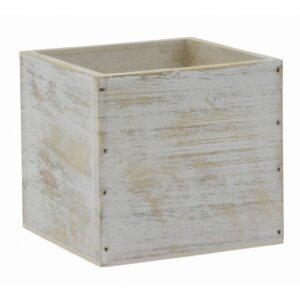 White Washed Wooden 4" Cube