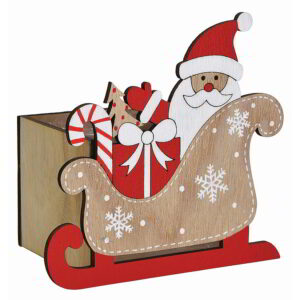 Santa & Sleigh Design Wooden Cube