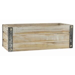 WW Rectangular Wooden Container with Metal Accents
