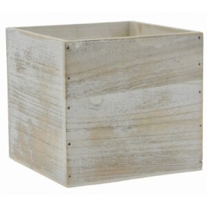 White Washed Wooden 6" Cube
