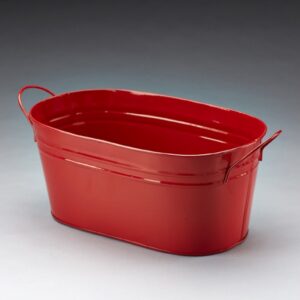 Oval Metal Pail - Red