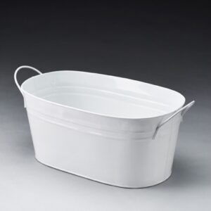 White, Oval Metal Pail