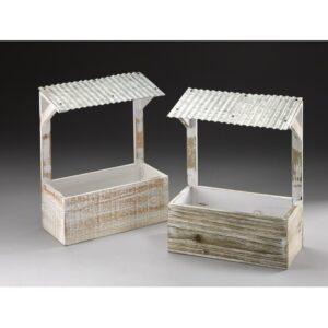 Wooden Container with Metal "Roof"