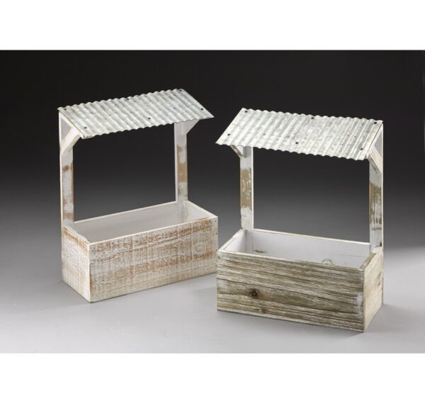 Wooden Container with Metal "Roof"