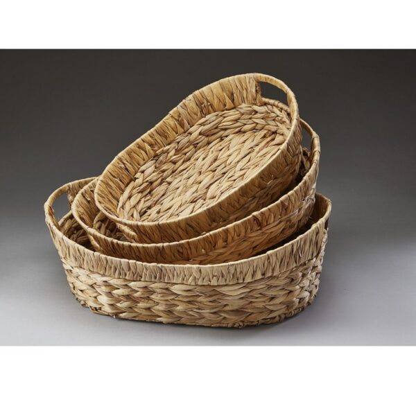 Set of 3 Seagrass Tray with Metal Frame